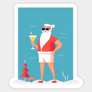 Funny Santa Tropical Christmas Sticker